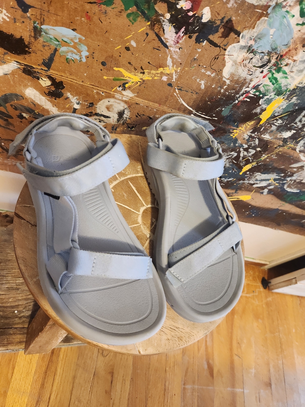 Teva's Adult Light Gray Hook-and-Loop Sport Sandals